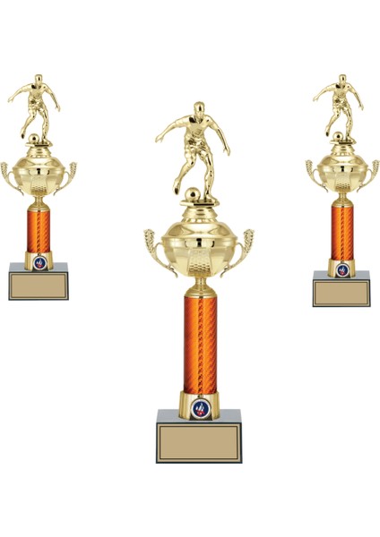 Kişiye Özel Futbol Figürlü Kupa Takımı-Ödül Kupası-Turnuva Kupası-Kupa Seti 3'lü Takım