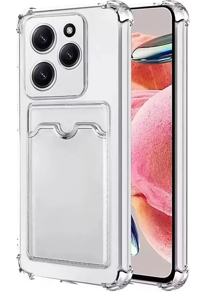 Case World Infinix Hot 40 Pro Kapak Kamera Korumalı Kartlıklı Darbe Emici Özellikli Şeffaf Silikon Kılıf