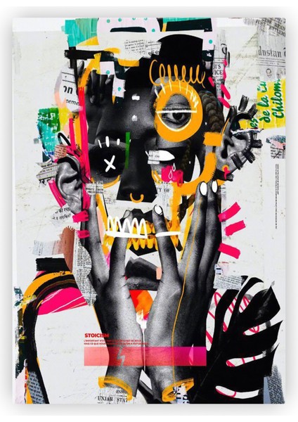 Siyahi Kadın Dada Modern Sanat Ahşap Poster 20 x 29 cm