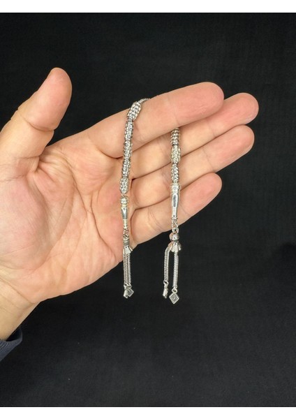 Alpaka Zaza Tesbih Gümüş Benzetme Boru Kesim 10,5mmX5mm T-671