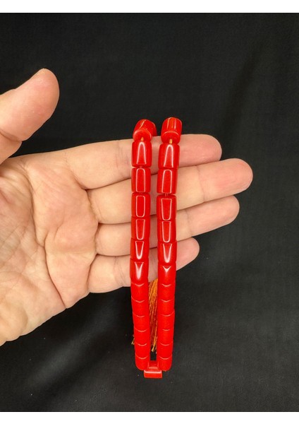 Sıkma Kehribar Tesbih Kırmızı Renkli Kesme Kesim 11mmX9mm T-641 fiyatları