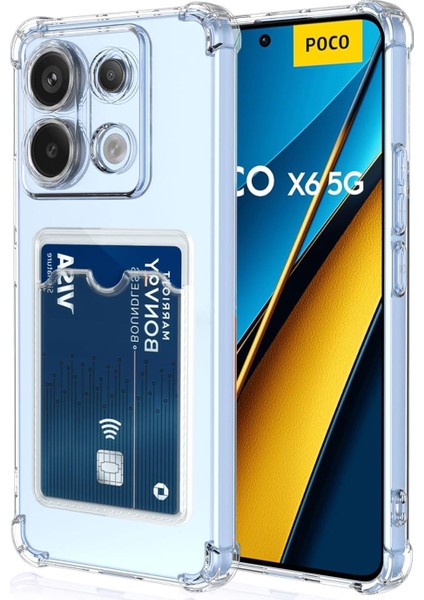 Poco X6 Kapak Kamera Korumalı Kartlıklı Darbe Emici Özellikli Şeffaf Silikon Kılıf