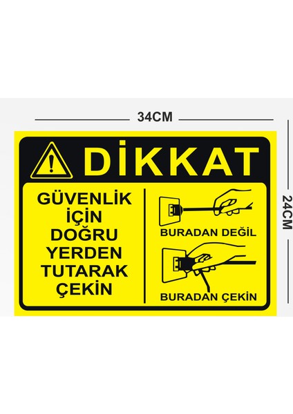 Güvenlik Için Doğru Yerden Tutarak Çekin 24 x 34 cm Pvc Tabela Levha