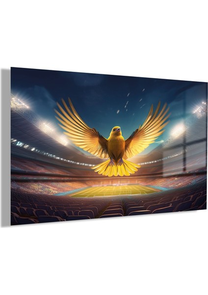 Temperli Gerçek Cam Yatay Stadyumda Uçan Sarı Kanarya