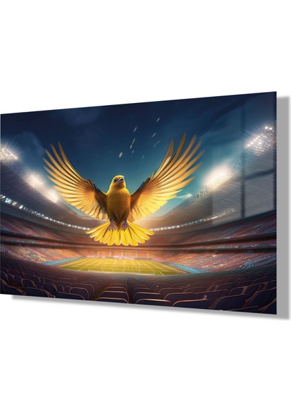 Temperli Gerçek Cam Yatay Stadyumda Uçan Sarı Kanarya modelleri