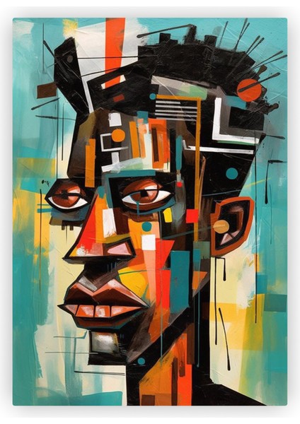 Siyahi Genç Adam Soyut Modern Sanat Ahşap Poster 20X29 cm