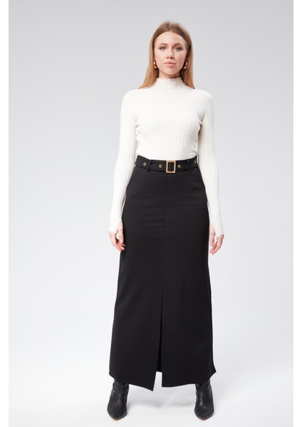 Vıoshıne Kadın Çelik Yırtmaçlı Kemerli Etek