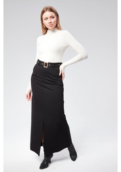 Vıoshıne Kadın Çelik Yırtmaçlı Kemerli Etek modelleri