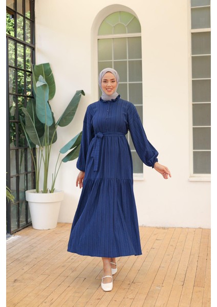 Vıoshıne Kadın Düğmeli Gömlek Yaka Kuşaklı Bürümcük Elbise fırsatları