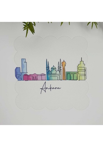 Ankara Manzara Tasarımlı Lazer Kesim Kumaş Kokteyl Peçetesi 1 Adet