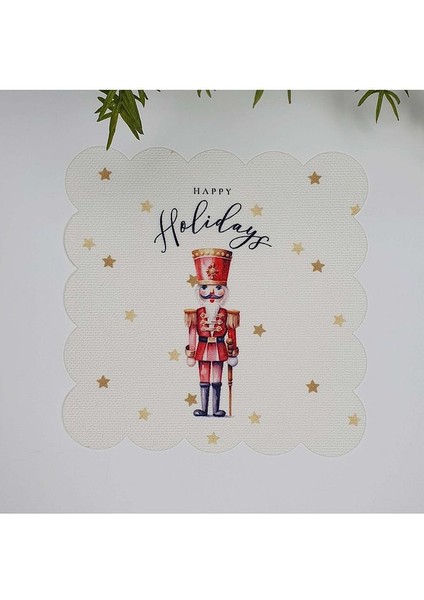 Sulu Boya Kurşun Asker ve Slogan Tasarım Lazer Kesim Kumaş Kokteyl Peçetesi 1 Adet