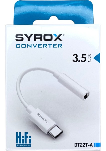 Syrox DT22T-A Type-C To 3.5mm Jack Kulaklık Çevirici Aux Dönüştürücü Adaptör