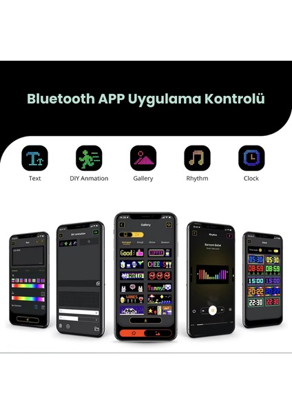 10x35 cm Matrix Led Ekran Esnek APP Telefon Kontrollü Cama Yapışan Araba, Kamyon, Dükkan Şeytan Gözler, Kayan Yazı, Emoji Özellikli Su Geçirmez Bluetooth Tabela
