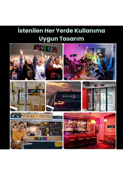 10x35 cm Matrix Led Ekran Esnek APP Telefon Kontrollü Cama Yapışan Araba, Kamyon, Dükkan Şeytan Gözler, Kayan Yazı, Emoji Özellikli Su Geçirmez Bluetooth Tabela