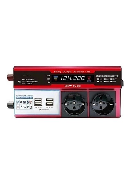 Buffer® 12V 2000W Modifiye Snüs Inverter Araç ve Güneş Enerjisi Uyumlu, Çift Usb, Çift Priz ve Çakmaklık Epilons