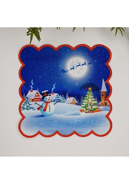 Kardan Adamın Rüyası Tasarım Turuncu Kenar Nakışlı Kumaş Kokteyl Peçetesi 1 Adet