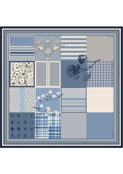 Armine Ipek Eşarp Nostalji - 8303-84 Mavi Twill