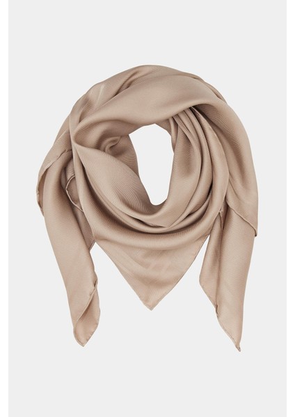 Jakarlı Twill Ipek Eşarp - Çerçeve - Krem