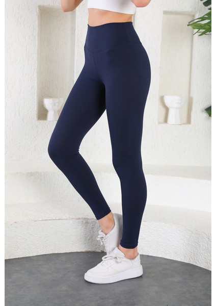 Fitilli Yüksek Bel Toparlayıcı Konforlu Tayt 374 Lacivert indirimleri