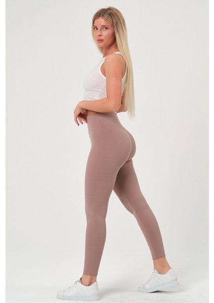 Fitilli Yüksek Bel Toparlayıcı Konforlu Tayt 374 Vizon modelleri