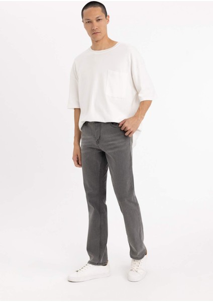 Erkek Antrasit Regular Fit Düz Kesim Boru Paça Basic Düz Pamuklu Kot Pantolon B8550AXNS