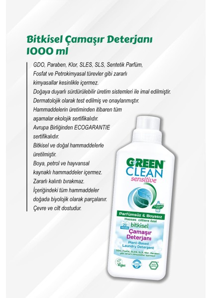 Bitkisel Çamaşır Deterjanı 5 Adet 1000 ml ve Rosie Pamuk