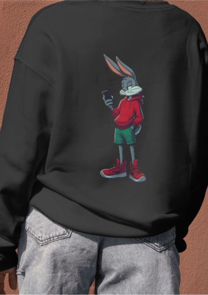 Bugs Bunny Temalı Bisiklet Yaka Sweatshırt