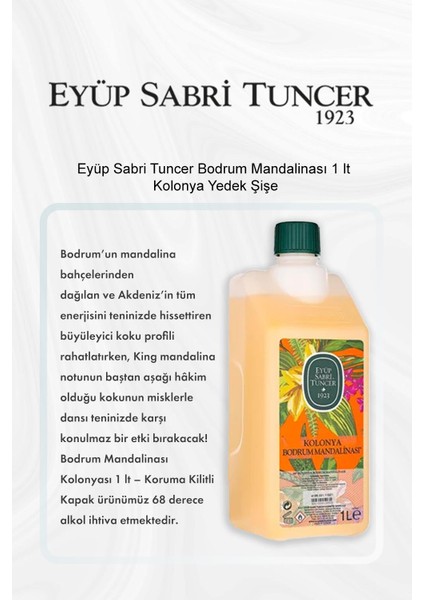 Bodrum Mandalinası 1 Lt Kolonya Yedek Şişe 5 Al 4 Öde ve Rosie Pamuk