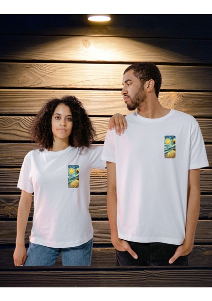 Beyaz Tshirt Vincent Van Gogh Temalı