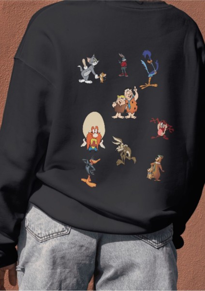 Bisiklet Yaka Baskılı Unisex Sweatshırt