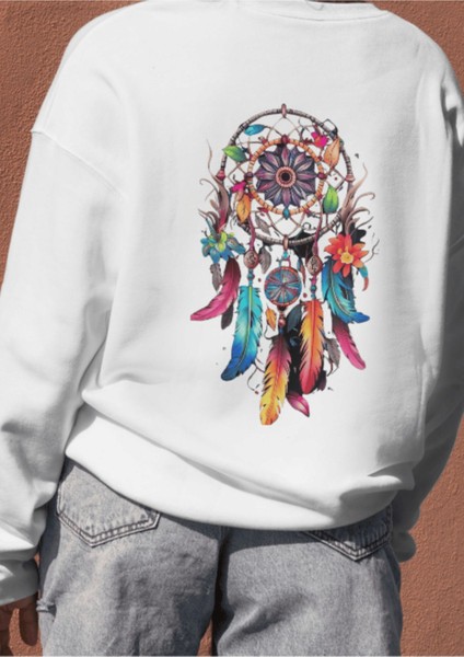 Unisex Bisiklet Yaka Baskılı Sweatshırt