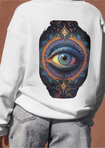 Unisex Bisiklet Yaka Baskılı Sweatshırt