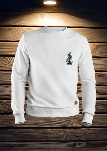 Sırt Baskılı Unisex Beyaz Sweatshırt fiyatları