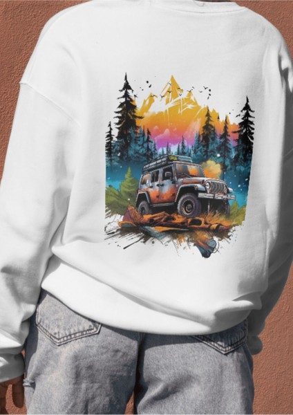 Off-Road Temalı Bisiklet Yaka Unisex Sweatshırt
