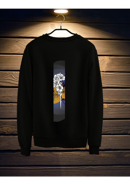 Sakura Temalı Bisiklet Yaka Sweatshirt
