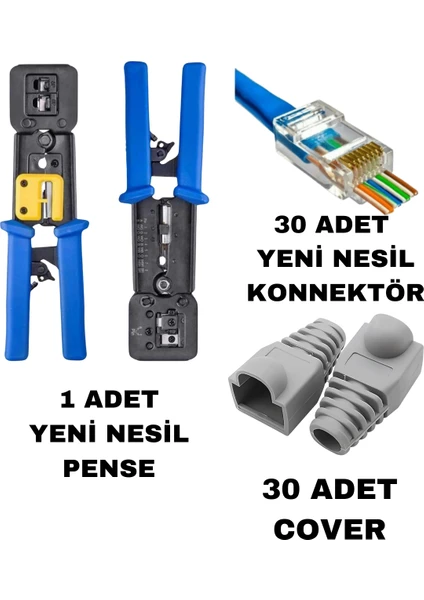 SpeedUF Yeni Nesil RJ45 Ağ Pensesi + 30 Adet Jack + 30 Adet Kılıf