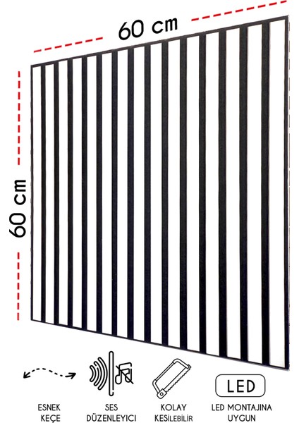 Mdf Ahşap Akustik Duvar Paneli 60 x 60 cm - Beyaz