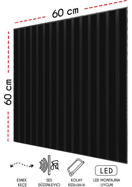 Mdf Akustik Duvar ve Tavan Kaplama Paneli 60 x 60 cm