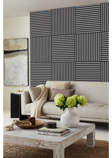 Mdf Ahşap Akustik Duvar Paneli 60 x 60 cm - Antrasit