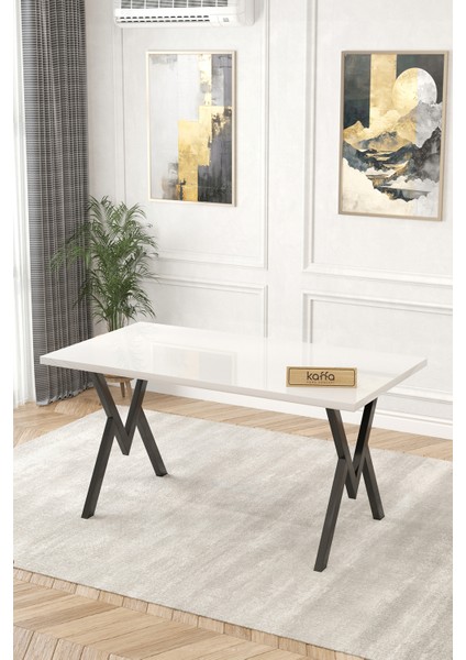 Rath Beyaz 80x140 Sabit Mutfak Masası Yemek Masası Masa Sandalye Takımı 6 Antrasit Sandalye