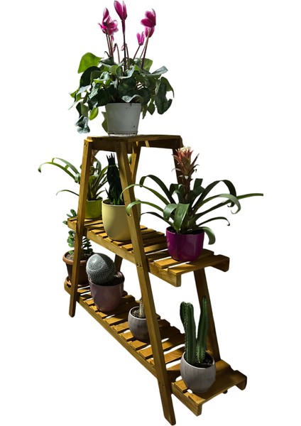Ahşap Çiçeklik 3katlı Dekoratif Stand