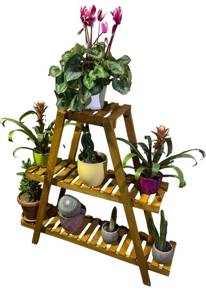 Ahşap Çiçeklik 3katlı Dekoratif Stand