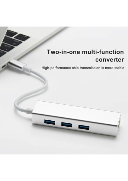 Type-C To USB Çevirici Macbook Uyumlu Çevirici Adaptör Çok Portlu Çoklayıcı Tip C To RJ45 Adaptör 4in1 ZR115-A