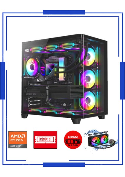 Atlantik RX15 Ryzen 5 8400F 16GB Ddr5 Ram 512 GB M.2 Nvme SSD 8gb 256BIT RX580 32" 240Hz Oyuncu Masaüstü Bilgisayarı