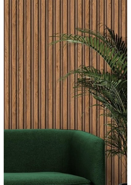 2068 Lambiri Panel Ahşap Duvar Çıtası Desenli Vinil Duvar Kağıdı 5,30 M²