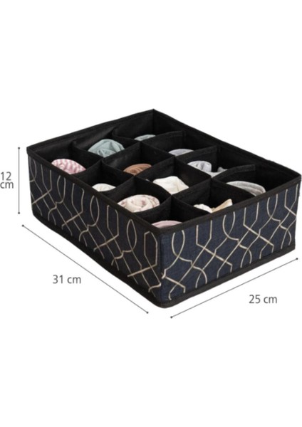 Elegance Siyah Çekmece Düzemleyici Premium Organizer 12 Gözlü Dolap Düzenleyici 31X25X12 modelleri
