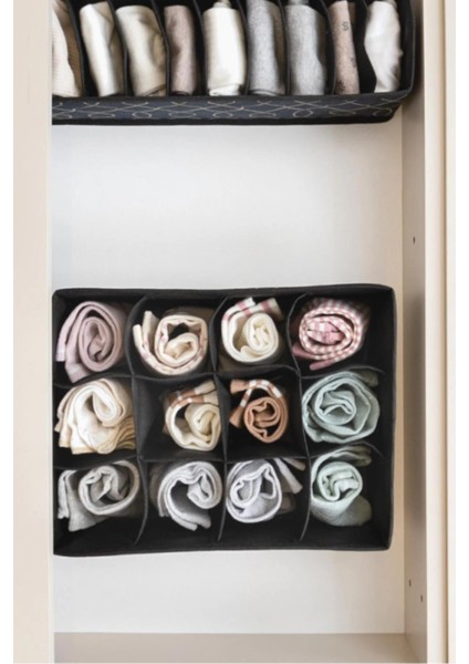 Elegance Siyah Çekmece Düzemleyici Premium Organizer 12 Gözlü Dolap Düzenleyici 31X25X12 indirimleri