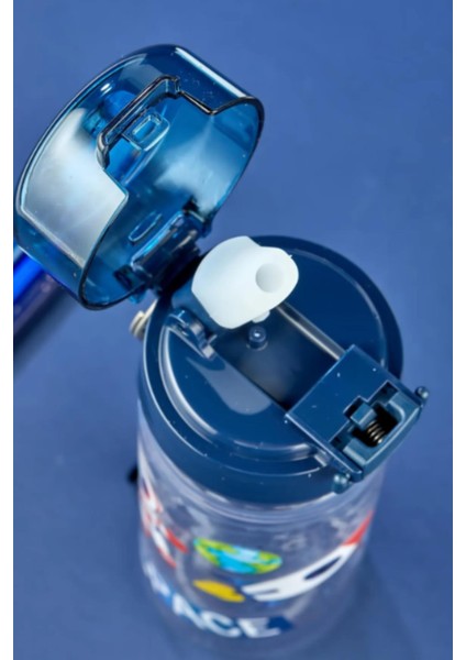 Uzay Desenli Pipetli Matara 500 Ml, Pipetli Matara 500 ml Gıda Ile Temasa Uygun Polikarbon Bpa Free