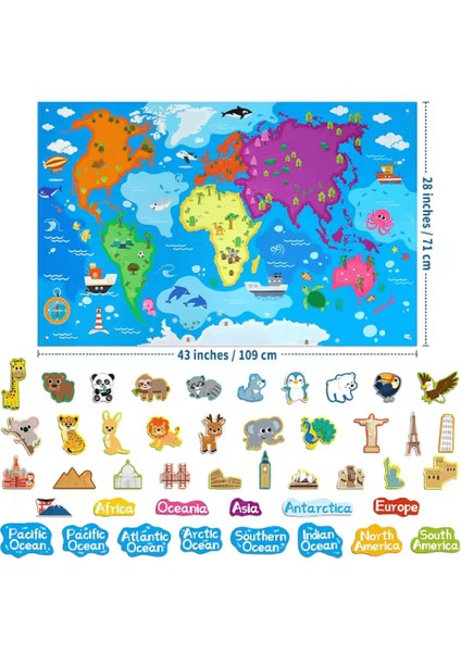 Eğitici Montessori Keçe Dünya Haritası 70*109 cm fiyatları