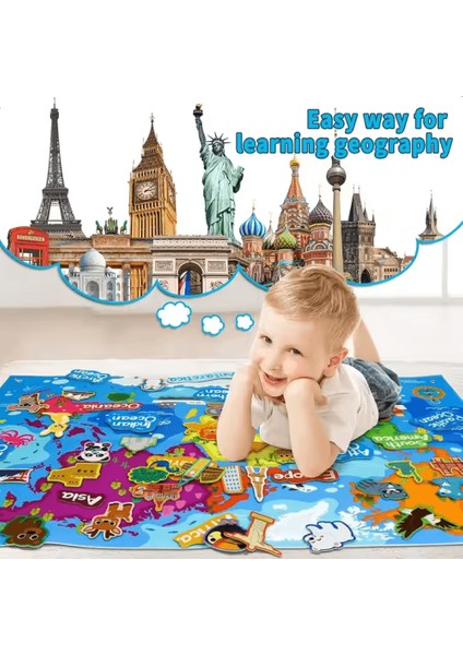Eğitici Montessori Keçe Dünya Haritası 70*109 cm fırsatları